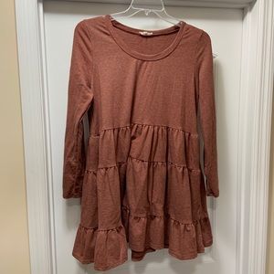 Easel Long Sleeve Boutique Top - dark red - L